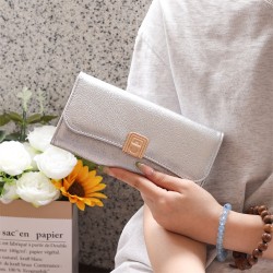 PRETTYZYS New Korean-Style Simple Solid Color Fashionable and Upscale, Versatile, Large Capacity Long Wallet