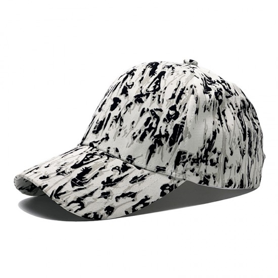Cross-border thin, fashionable, printed baseball caps for spring and summer, women's casual sun protection, graffiti baseball caps for men, black and white.
