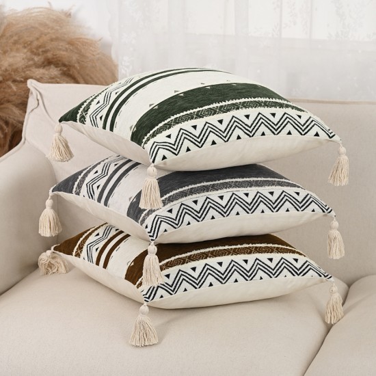 Cross-border Nordic ins Fair Isle pillows, square-shaped drop ball lotus-trimmed pillows for sofas and bedrooms. Cross-border Nordic ins Fair Isle pillows, square-shaped drop ball lotus-trimmed pillows for sofas and bedrooms.