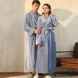Extra-Long Nightgown for Men and Women, Autumn/Winter Plus-Sized Coral Fleece Pajamas for Men, Thickened Winter Couple's Flannel Pajamas for Men