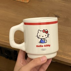 Homemade niche, minimalist blue line puppy mug with flip-top, contrasting color, couple's coffee cup and water cup, 270ml.