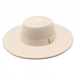 2021 new simple solid-color woolen 9.5cm brim, warm outdoor oval-shaped topper for men and women for autumn and winter
