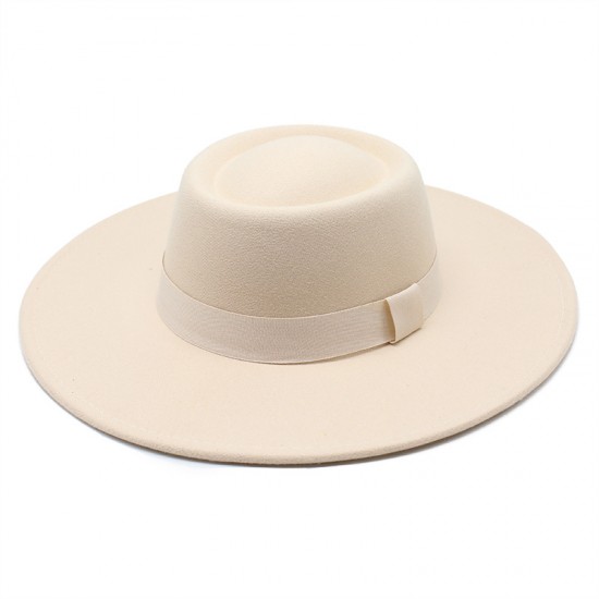2021 new simple solid-color woolen 9.5cm brim, warm outdoor oval-shaped topper for men and women for autumn and winter