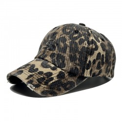Wholesale Korean 2024 new American retro leopard print distressed baseball caps, soft-top, niche baseball caps for women.