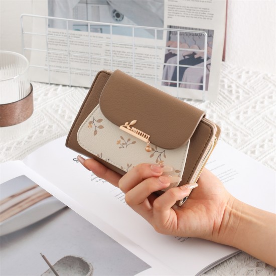 New cross-border women's wallet, cute printed, metal pendant, high-end, popular student medium-sized wallet, wallet, coin purse.