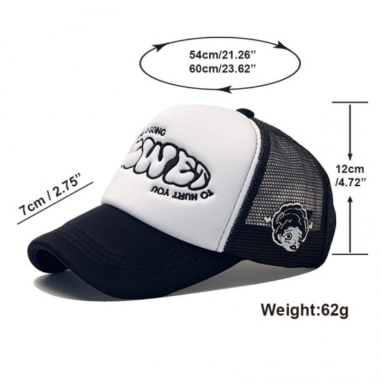 New foreign trade caps featuring English lettered embroidered baseball caps, fashionable and versatile, breathable couples' mesh hats, and trucker hats.