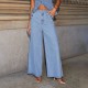 Cross-border European and American fashionable and elegant new button-down sleeveless vest, wide-leg denim suits, now in stock on Amazon. Cross-border European and American fashionable and elegant new button-down sleeveless vest, wide-leg denim suits, now in stock on Amazon.