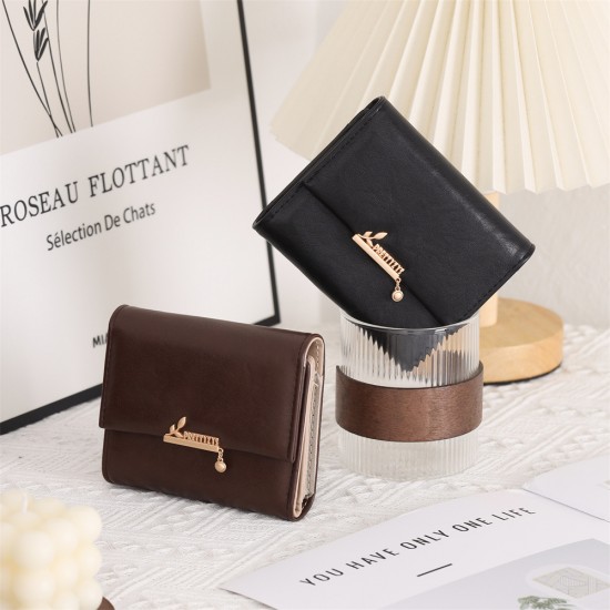 New Lovebu women's short wallet, Japanese-Korean style, simple, foldable, multifunctional card holder, student coin purse, in stock for wholesale.