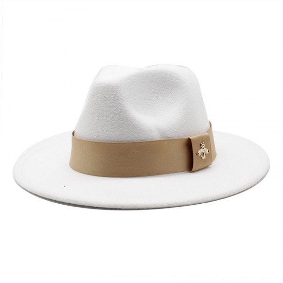 20 21 Autumn and Winter Wide-Brimmed Hats, Fashionable Wool Flat-Brimmed Men's and Women's Wool Panama Jazz Fedora