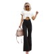 Factory Direct Cross-Border European and American 2025 Spring and Autumn Women's Solid Color Mid-Rise Slim Flared Corduroy Casual Pants