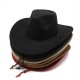 European and American autumn and winter new fashion casual windproof rope-curled wide-brimmed woolen cowboy hats, trendy outdoor warm hats.