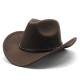 New cross-border western cowboy hat, black woolen jazz hat, ethnic autumn and winter felt hat for men and women, wide brim hat