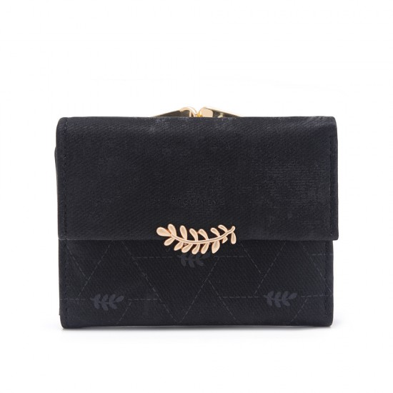 New Short Wallet, Women's Refreshing Japanese and Korean-style leaf-printed hardware buckle multifunctional card and coin purse New Short Wallet, Women's Refreshing Japanese and Korean-style leaf-printed hardware buckle multifunctional card and coin purse