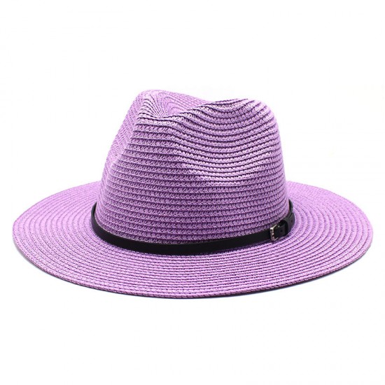 Colorful, 20-color summer foldable wide-brim straw hat for men and women, beach-style British Panama sun hat.