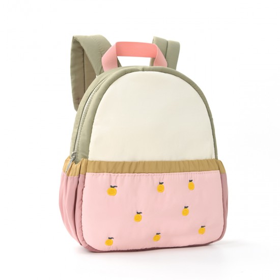 Feihong cross-border children's backpack with color-blocked cute apple embroidery, kindergarten backpack, and baby mini travel backpack