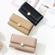 Lovebu New Cross-Border Long Women's Wallet with Solid Color Bow Clasp and Trifold Embroidered Clutch