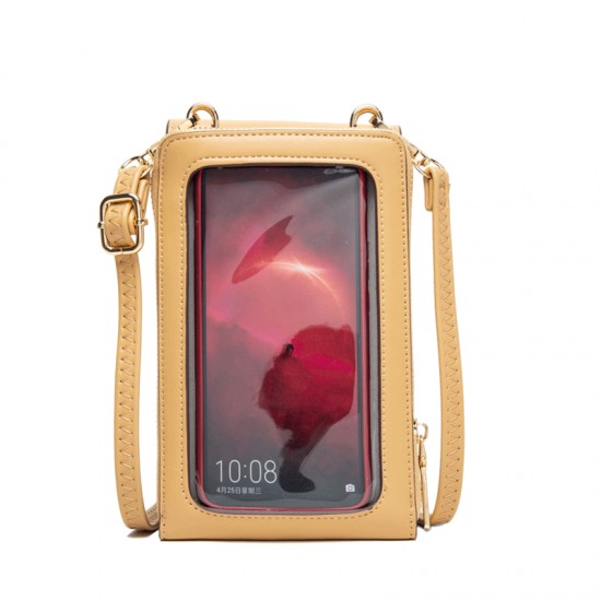 Prettyzys new touchscreen women's phone bag, Japanese and Korean style, simple solid color crossbody bag, large capacity shoulder wallet