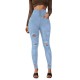 2025 New European and American Cross-Border Super High-Waisted Ripped Jeans: Tight-Leg Slimming Skinny Pants for Women