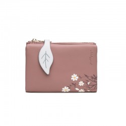Pruti's new women's short wallet, Korean print, zipper, leaf clasp, student wallet with large capacity