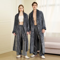 2025 new double-layered thickened men's autumn and winter warm pajamas, plus-size plus-length home robes.