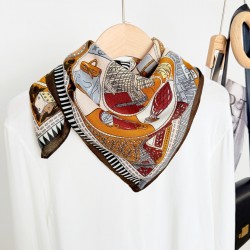 Fashionable retro European and American cross-border design printed square scarf a new arrival a stylish women's elegant square scarf wholesale Fashionable retro European and American cross-border design printed square scarf a new arrival a stylish women's elegant square scarf wholesale