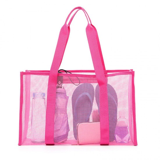 Amazon mesh single-shoulder tote bag, men's and women's beach bag, toiletry and swimwear storage bag