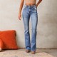 Amazon European and American cross-border vintage ripped jeans for women, 2025 spring new washed streetwear flared trousers.