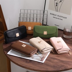 Lianbu New Cross-Border Wallet, Long Solid Color, Stylish and Simple PU Multifunctional Large-Capacity Clutch, In Stock