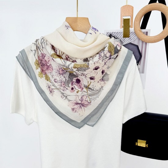 Korean thin, fashionable, elegant silk scarves, 90cm, garden print, neck support, versatile square scarves for women, wholesale scarves. Hair