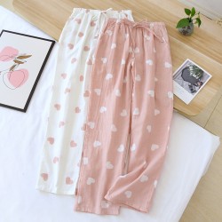 Japanese-style women's pajamas, pure cotton gauze, open-front long-sleeved, thin, spring and summer, soft crepe, comfortable autumn and winter loungewear set