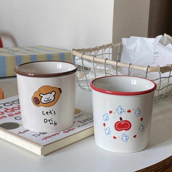 Ins cute cartoon summer coconut tree cat goblet, niche simple milk cup dessert cup, vintage style Ins cute cartoon summer coconut tree cat goblet, niche simple milk cup dessert cup, vintage style