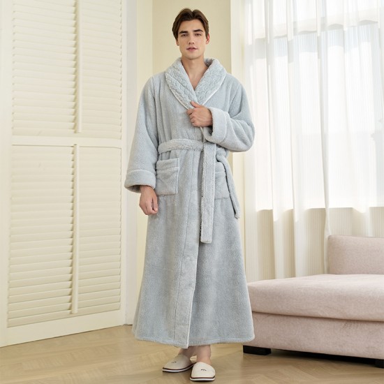 Couple's ice silk bathrobe, women's summer, thin, digitally printed, simulated silk nightgown, men's, plus-size, spring/autumn.