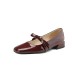 Black women's high heels, 2025 new style patent leather T-strap, pointed-toe, open-toe, block-heeled, closed-toe sandals.