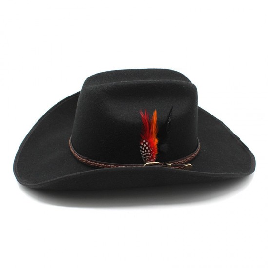 Tibetan woolen hat, thickened felt hat, Tibetan wide-brimmed black leather belt hat, spring and autumn western cowboy hat for men and women