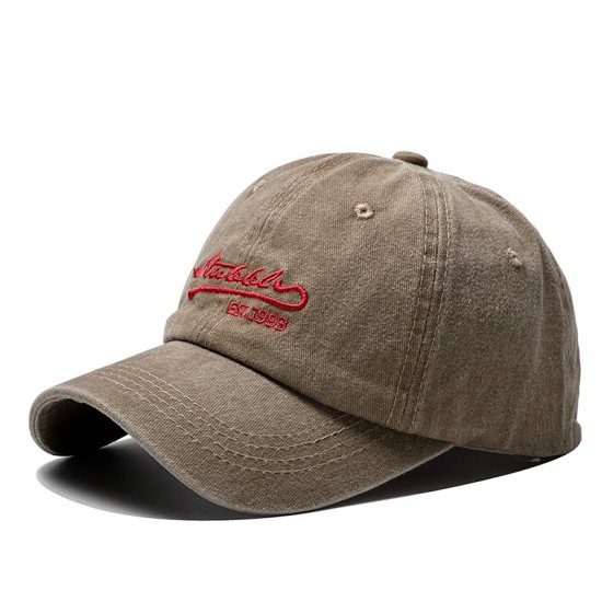 Cross-border washed embroidered lettered baseball hats, versatile casual and fashionable men's and women's baseball caps, washed and distressed sun hats