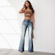 Cross-border women's fashion: high-elastic pocket embroidered vintage jeans, slim-fitting, hip-lifting flared pants Cross-border women's fashion: high-elastic pocket embroidered vintage jeans, slim-fitting, hip-lifting flared pants