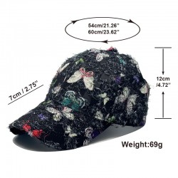 Ethnic-style hat for women, summer sun protection, perfect for travel and shopping, butterfly-printed hardtop baseball cap for women.