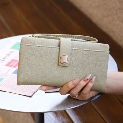 New Long Wallet for Women, Large Capacity Multifunctional Wallet with Full PU Leather Wrist Strap, Luxury Clutch Wholesale