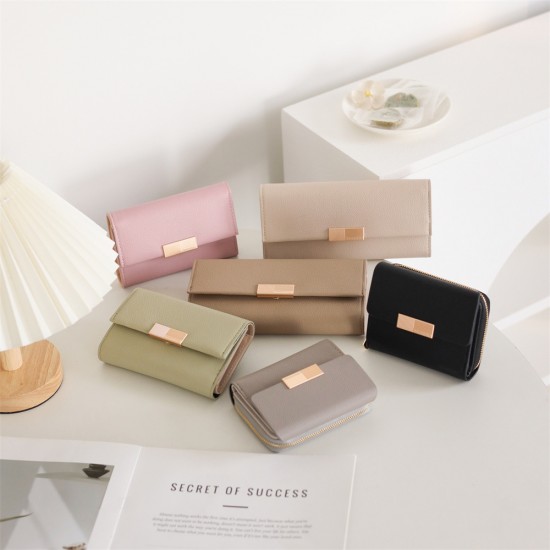 New cross-border long women's wallet, multifunctional Large-capacity, stylish, simple, solid-color clutches, in stock for wholesale.