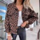 2025 new European and American spring and autumn denim jackets, leopard print, long-sleeved, short, loose-fitting, casual jackets for women, now in stock.