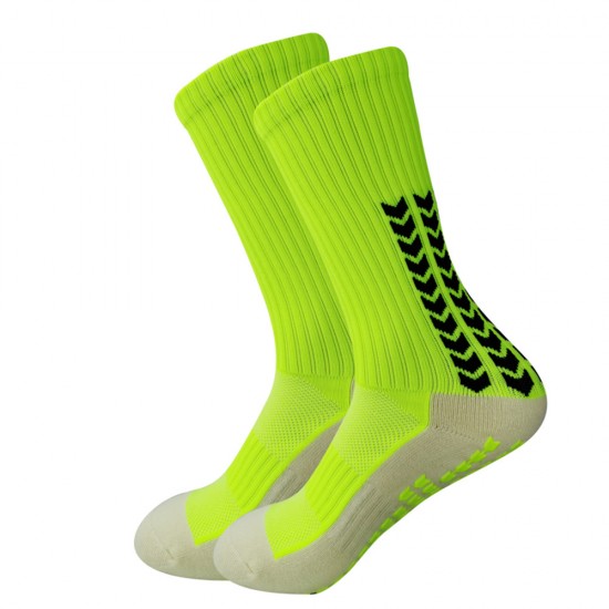 Wholesale adhesive-coated adult non-slip sports socks, thickened towel-soled soccer socks, cross-border sports socks.