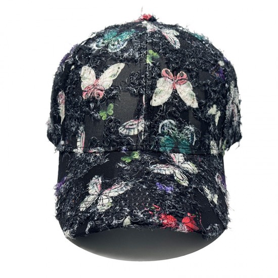 Ethnic-style hat for women, summer sun protection, perfect for travel and shopping, butterfly-printed hardtop baseball cap for women. Ethnic-style hat for women, summer sun protection, perfect for travel and shopping, butterfly-printed hardtop baseball cap for women.
