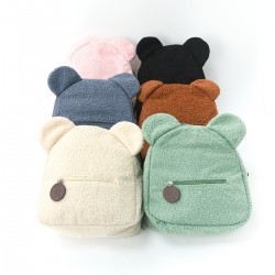 Foreign trade plush backpack, 2025 new, popular, stylish and casual, bear ear backpack, cartoon children's backpack