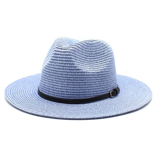 Colorful, 20-color summer foldable wide-brim straw hat for men and women, beach-style British Panama sun hat.