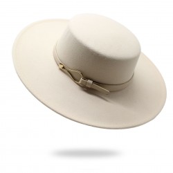 2021 New Retro Black Wide-Brimmed Wool Flat-Top Hats for Women, Autumn and Winter British Style Versatile Panama Hats