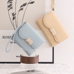 New women's medium wallet, Korean-style solid PU zippered multi-card slot foldable tote, women's coin purse in stock and wholesale
