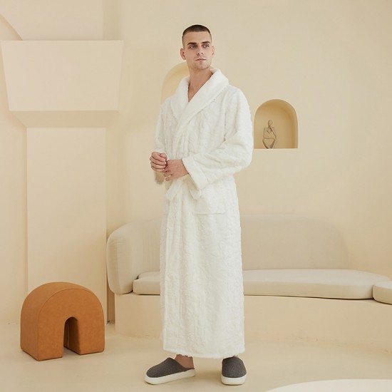 Men's nightgown for overweight couples, plus-size, long flannel bathrobe for women, autumn and winter.