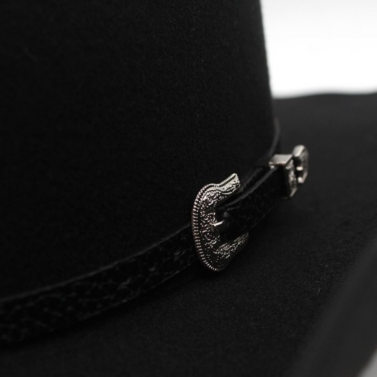 New top hat, European and American punk-style wide-brimmed hat, riding hat for men and women, western cowboy bag 9.5cm brim hat with a rolled brim New top hat, European and American punk-style wide-brimmed hat, riding hat for men and women, western cowboy bag 9.5cm brim hat with a rolled brim
