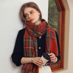Scarf manufacturer wholesale 2025 new winter scarf, elegant plaid warm tassel scarf for women, mid-length