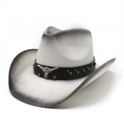 Western cowboy hat, spring and summer, horseback riding, beach, and vacation hat, hard straw hat for sun protection